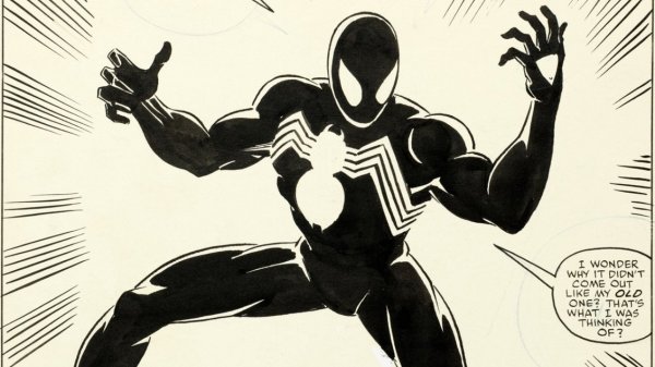 Esta página del traje negro de "Spider-Man" se subastó por 3,36 millones de dólares